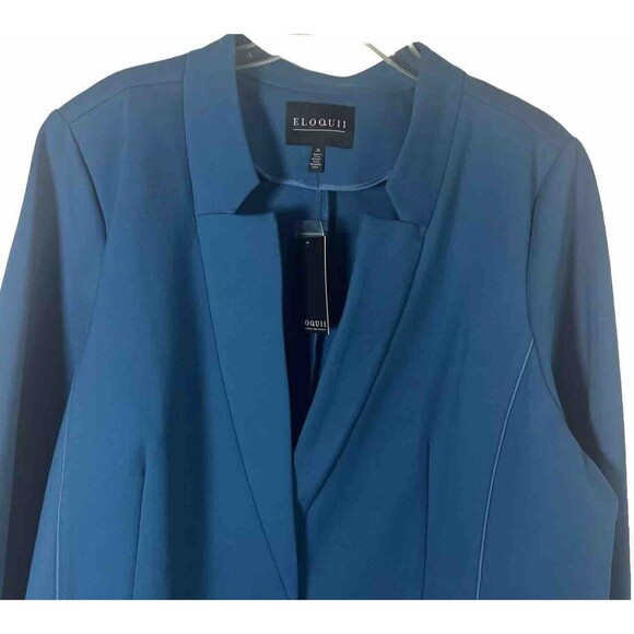 26 Eloquii Women’s Plus Size Stretch Blue/Green Work Blazer Rayon/nylon/spandex - Picture 3 of 5